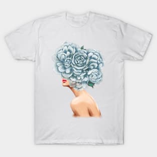 Girl with beautiful flowers instead of a head. T-Shirt